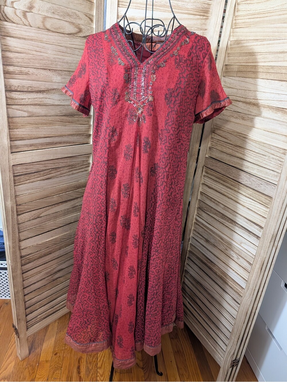 BIBA Boho India Western Style Red Dress Size 38 or US Size 8 Small Medium